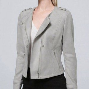 WHBM Faux-Suede Moto Jacket in Mercury, Size Small, NWT